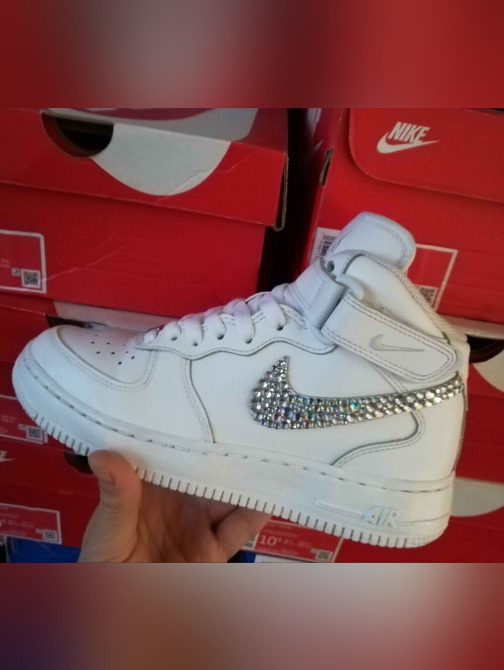 Nike Air Force1 SWAROVSKI CRYSTAL HIGHTOP women US SIZE 7.5 Great Condition